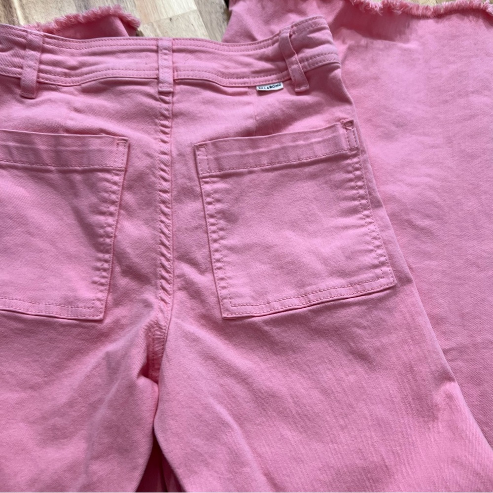 Billabong Pink Raw Hem Flare Jeans Girls Size 24 - Picture 7 of 9